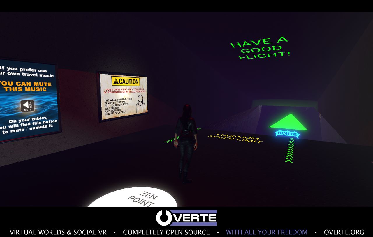 VR-Flight-Tube Start Center with route and safety information